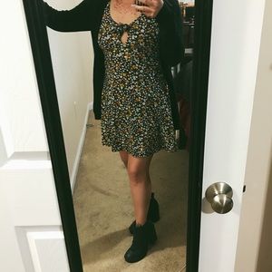 Skater key hole floral dress